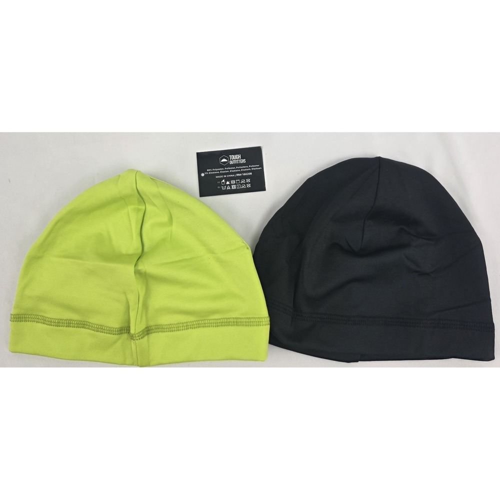 Tough Outfitters Thermal Skull Cap Helmet Liner Cycling Hat Black Yellow 2 Pack